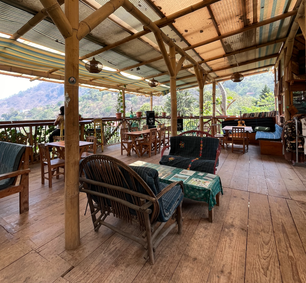 Wooden seating area in Guatemala